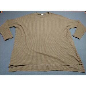 Zenana Oversized Top Ladies 1X Brown Waffled‎ Long Sleeve Classic Lightweight